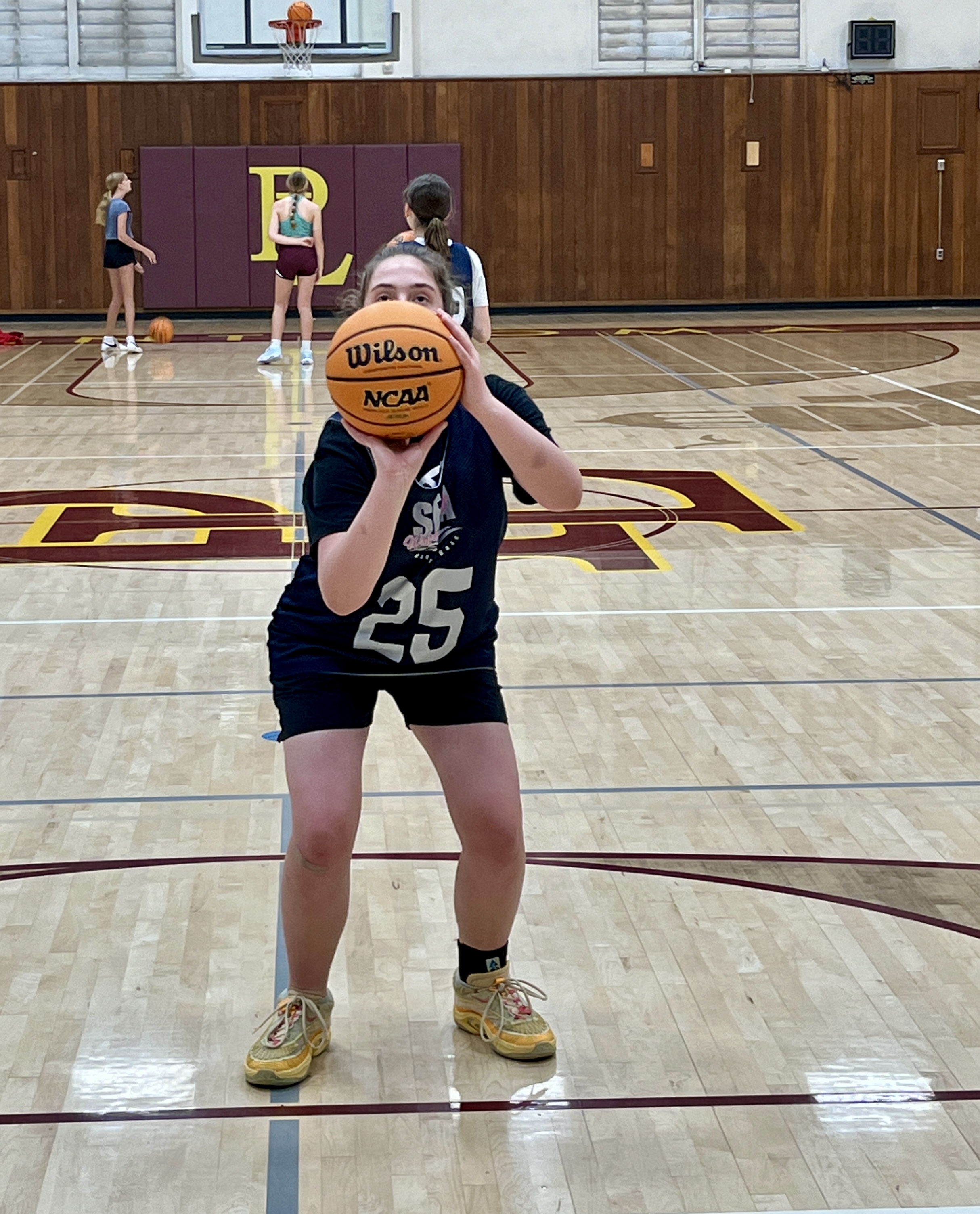 Hannah practicing free throws